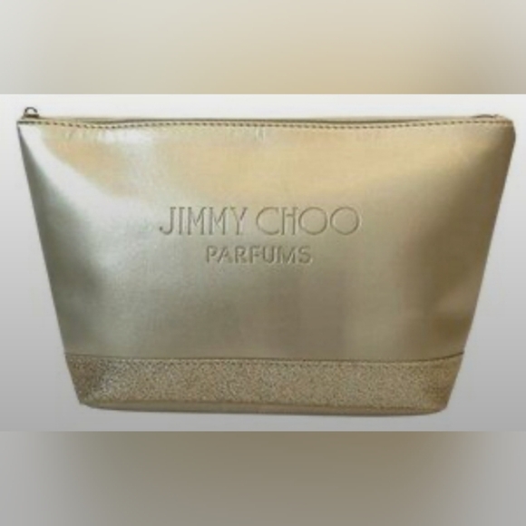 JIMMY CHOO PARFUMS TOILETRY GOLD MAKE UP POUCH NWT - Picture 1 of 5
